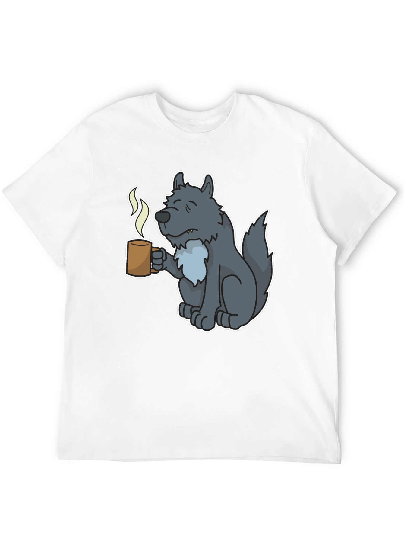 Wolf Coffee T-Shirt - Unique Cartoon Design