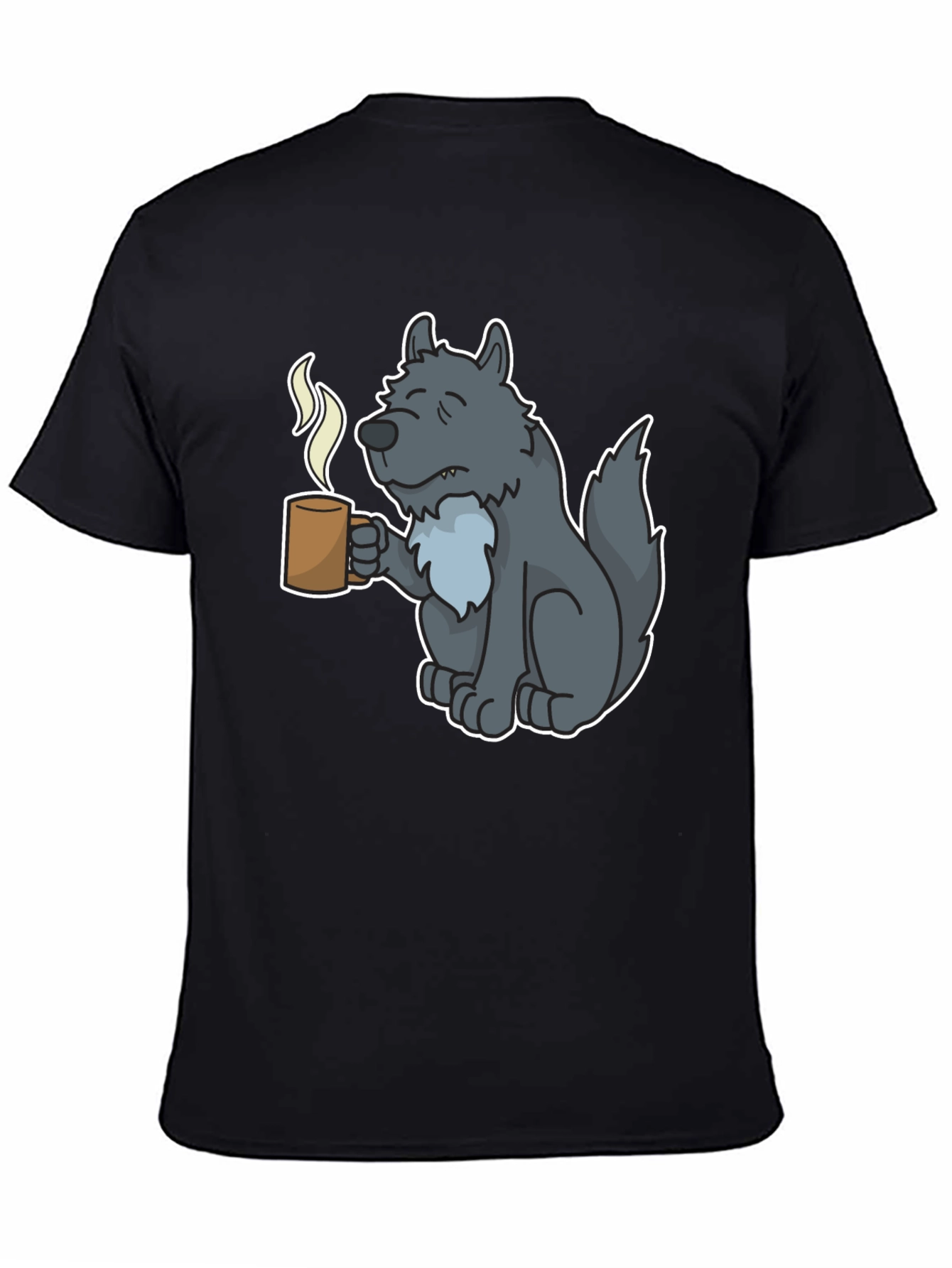 Wolf Coffee T-Shirt - Unique Cartoon Design