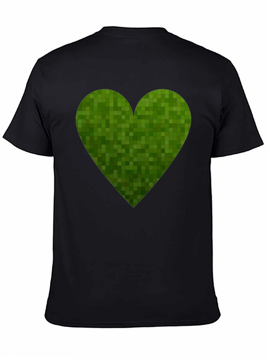 Pixelated Heart Graphic Tee - Stylish Black Cotton T-Shirt