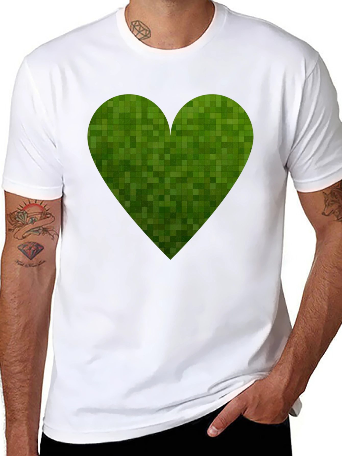 Pixelated Heart Graphic Tee - Stylish Black Cotton T-Shirt