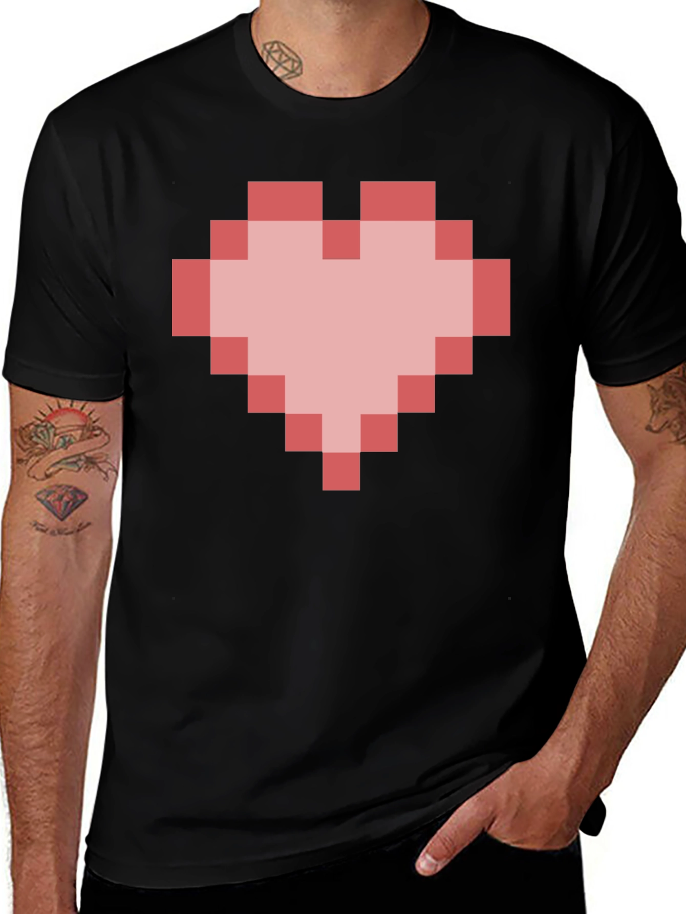 Pixel Heart Graphic T-Shirt - Gamer Style