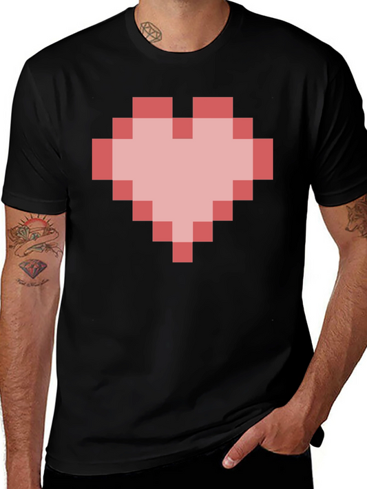 Pixel Heart Graphic T-Shirt - Gamer Style