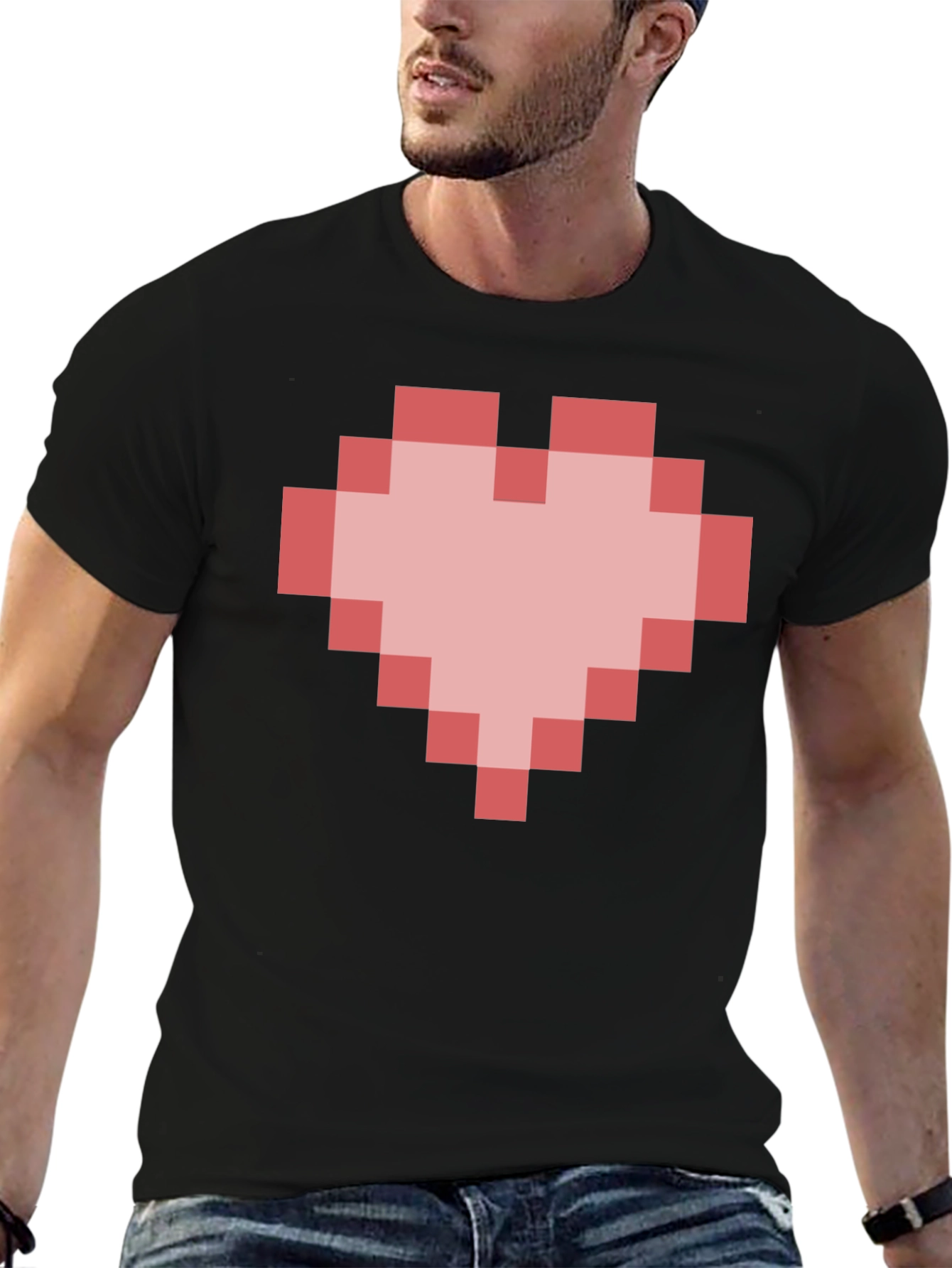 Pixel Heart Graphic T-Shirt - Gamer Style