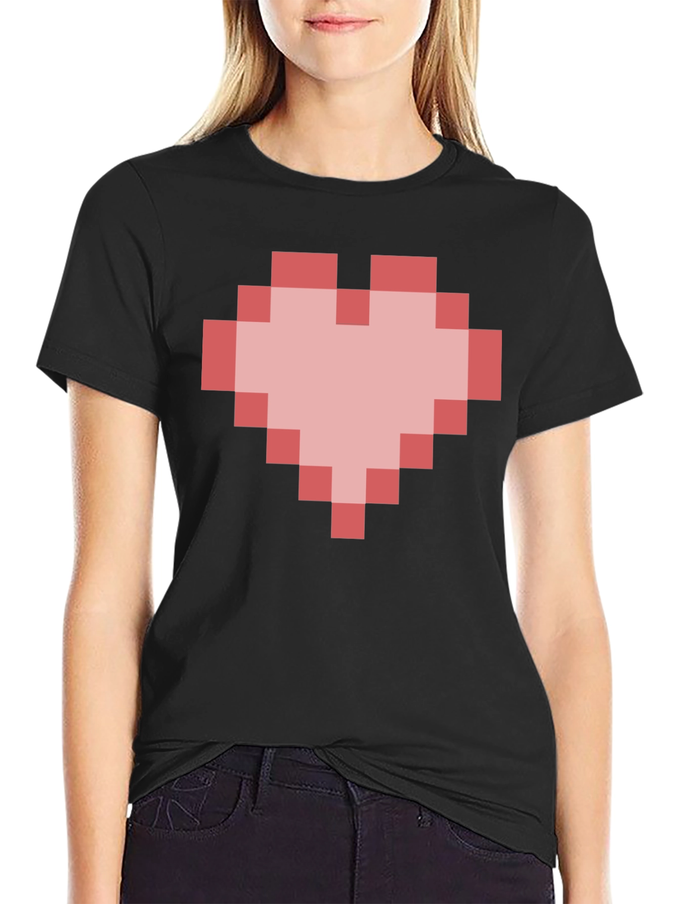 Pixel Heart Graphic T-Shirt - Gamer Style