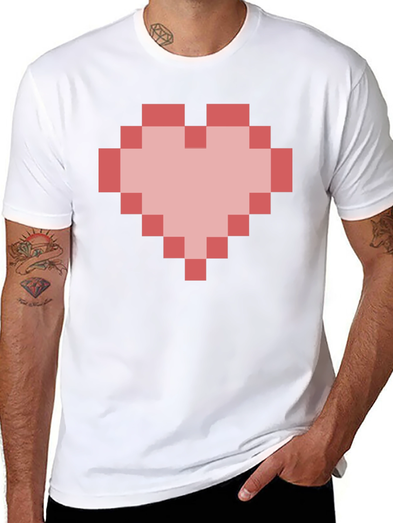 Pixel Heart Graphic T-Shirt - Gamer Style