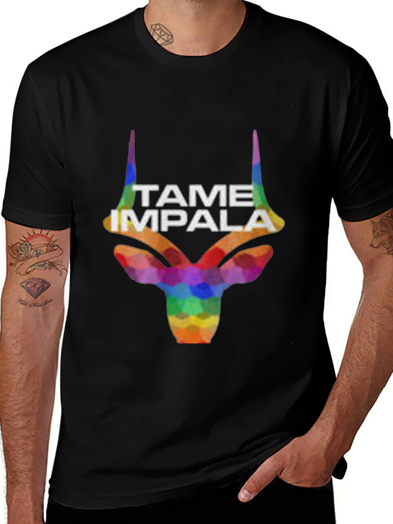 Tame Impala Rainbow Graphic Black T-Shirt