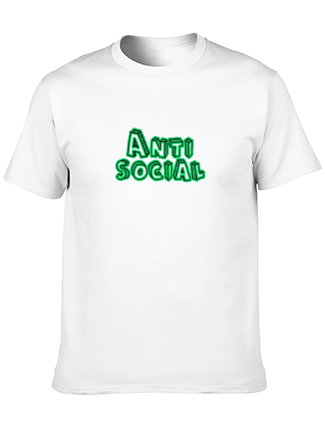 Anti Social Green Text Black T-Shirt
