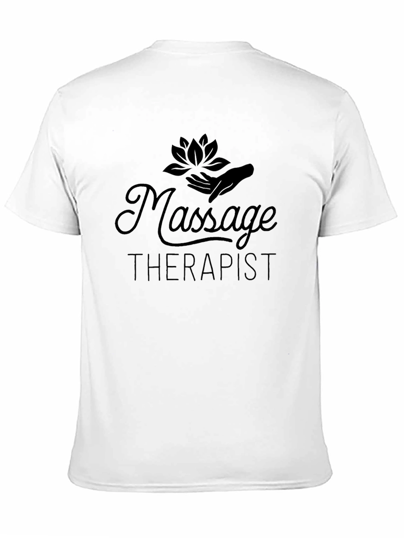 Massage Therapist T-Shirt - Lotus Hand Design Black