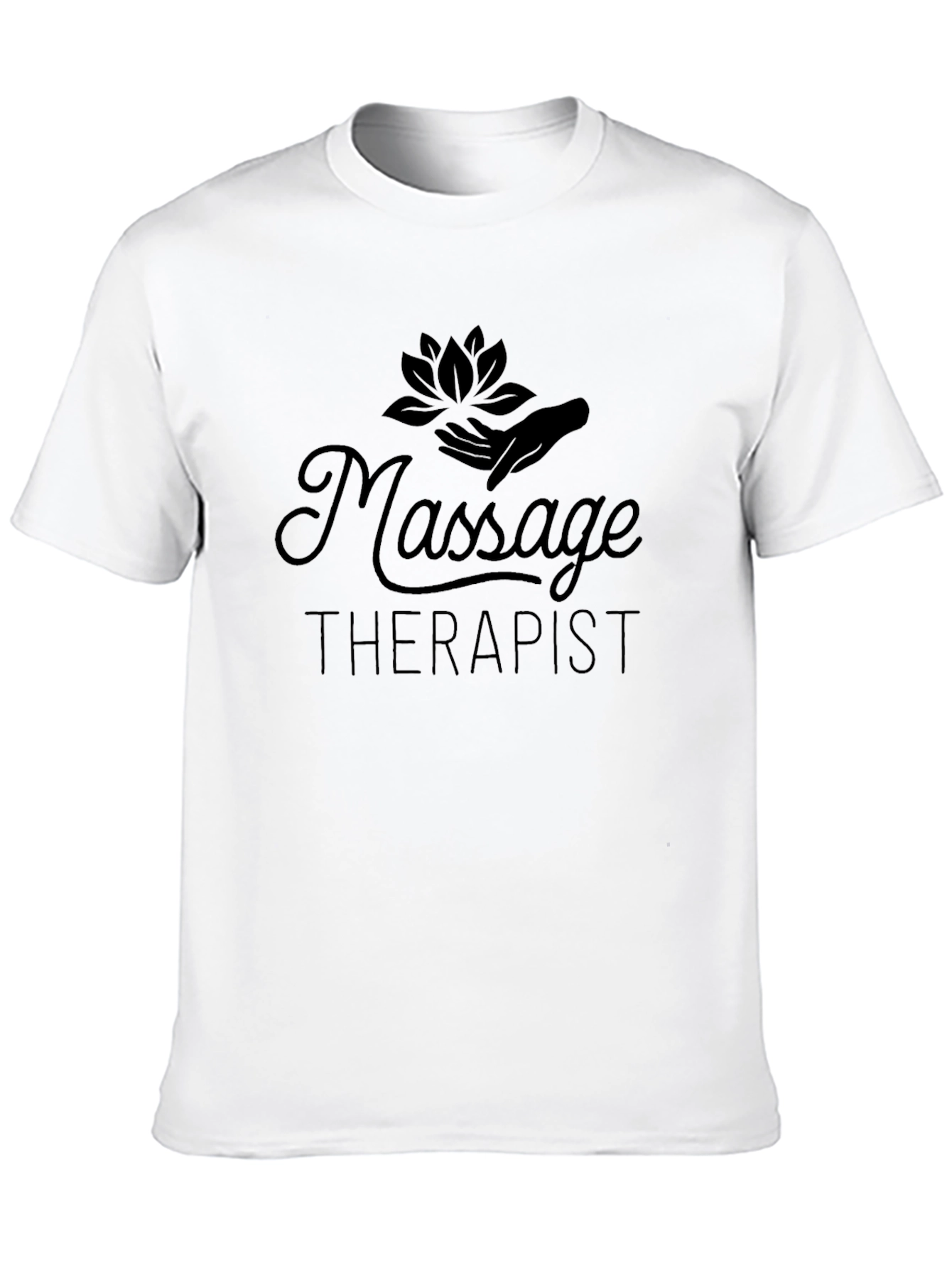 Massage Therapist T-Shirt - Lotus Hand Design Black