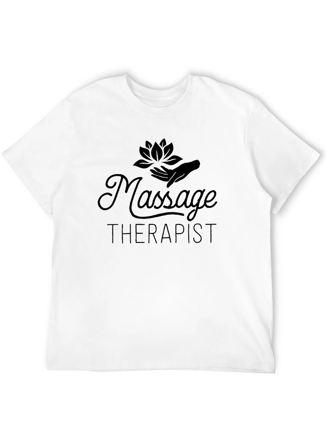 Massage Therapist T-Shirt - Lotus Hand Design Black