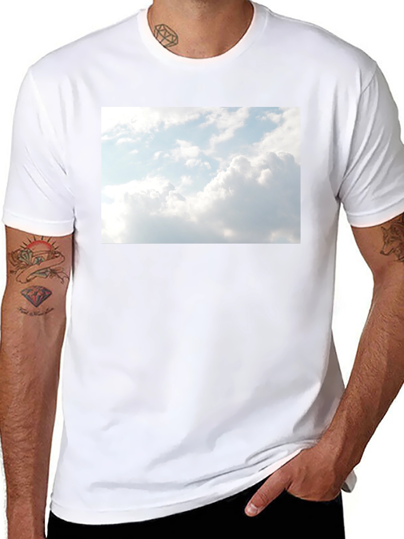Sky Graphic Black Tee - Cotton Blend Comfort
