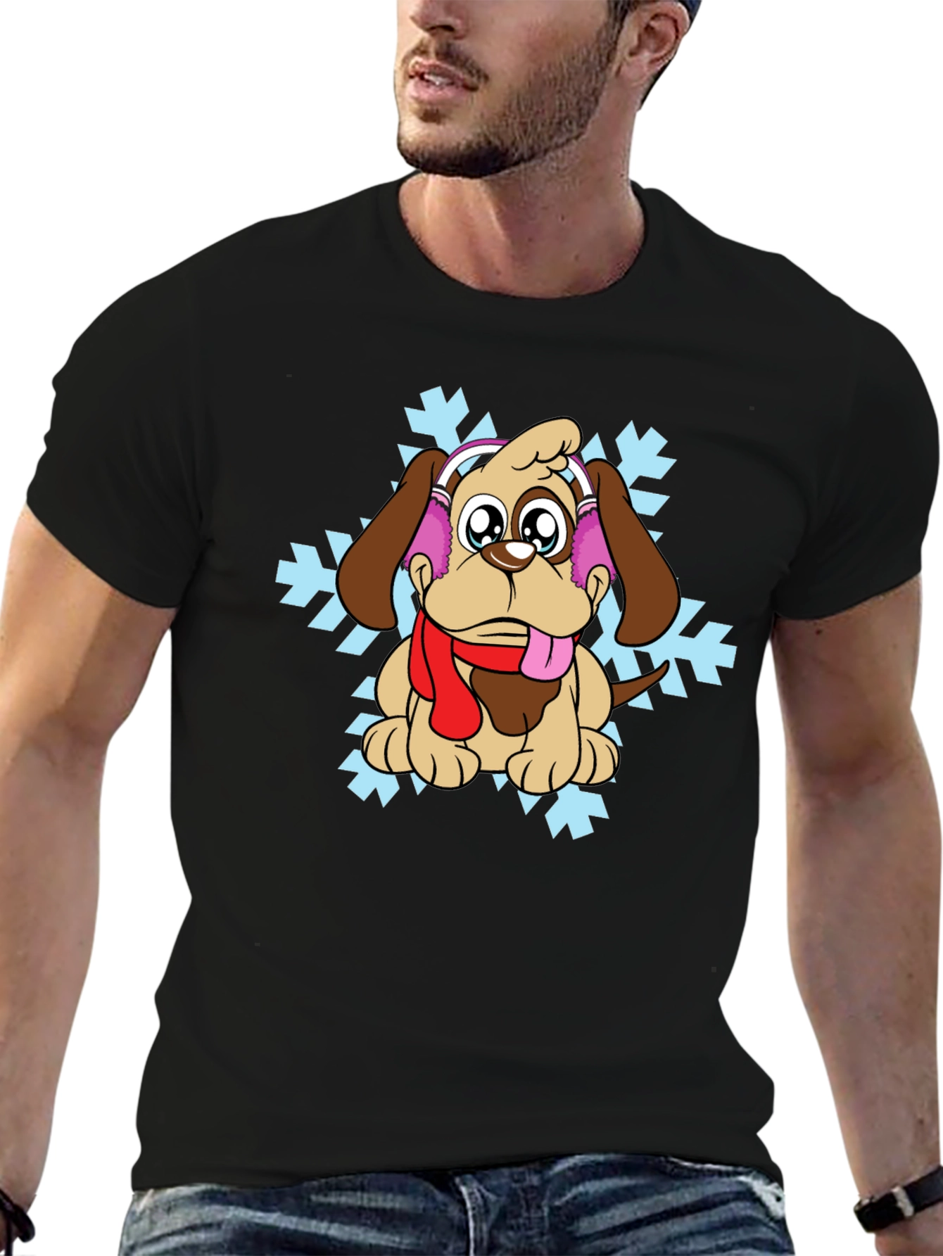 Winter Dog Graphic Tee - Cute Holiday Shirt