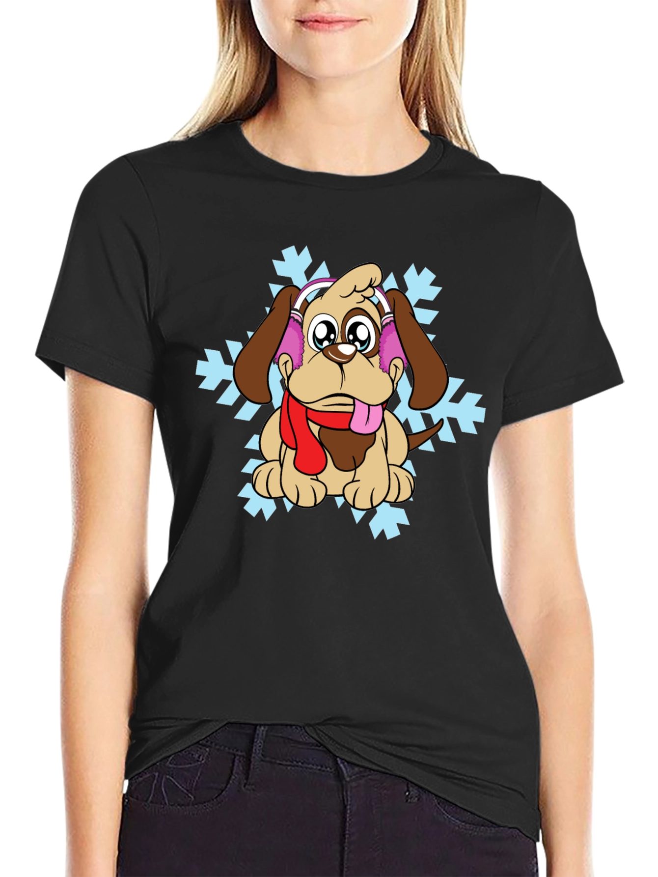 Winter Dog Graphic Tee - Cute Holiday Shirt