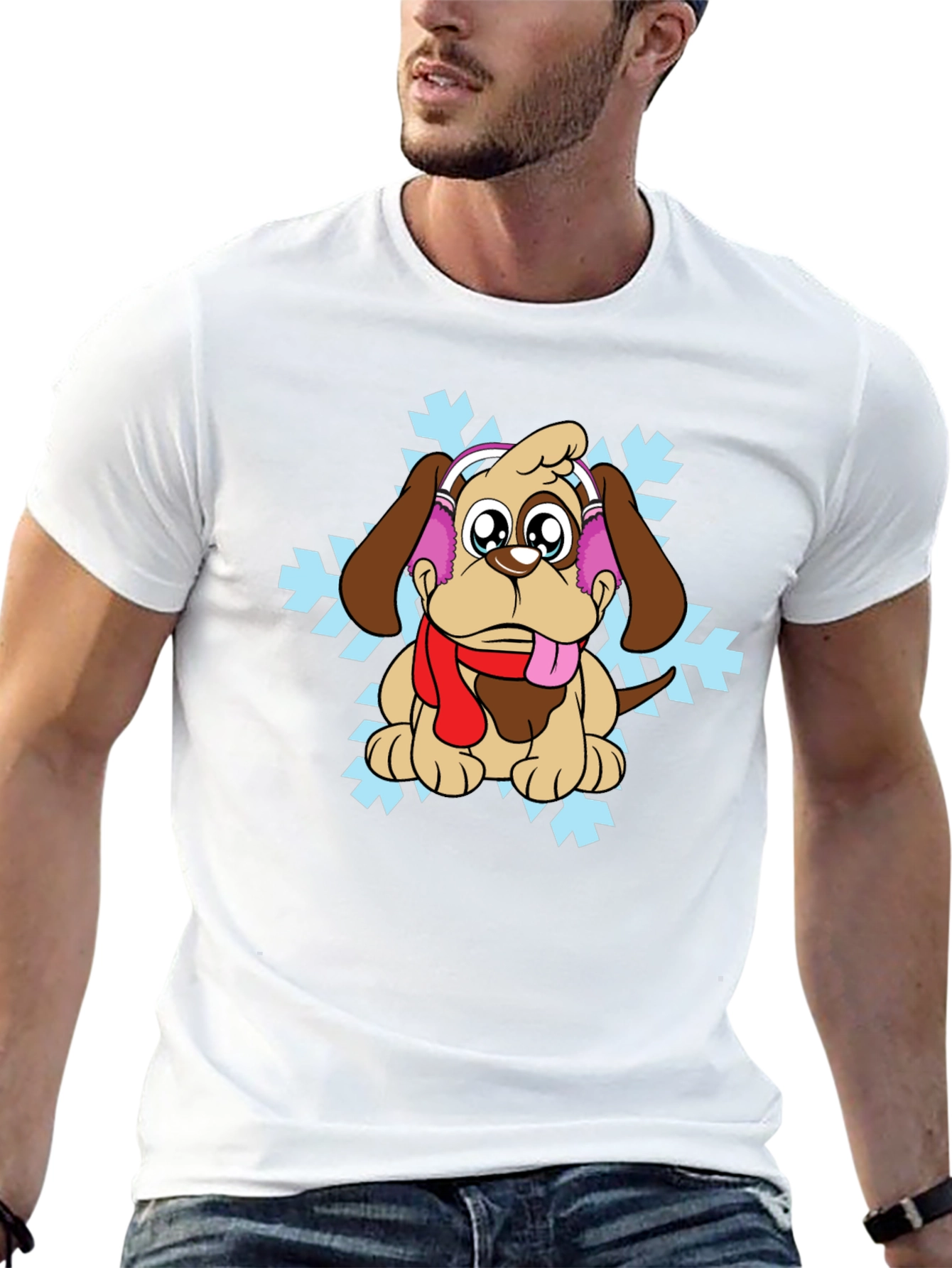 Winter Dog Graphic Tee - Cute Holiday Shirt