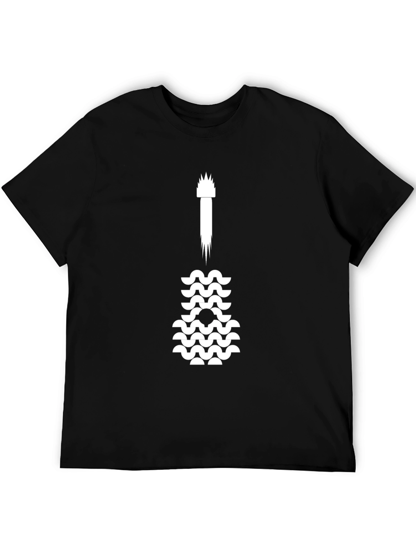 Guitar Wave Graphic Tee - Black Cotton Casual Top