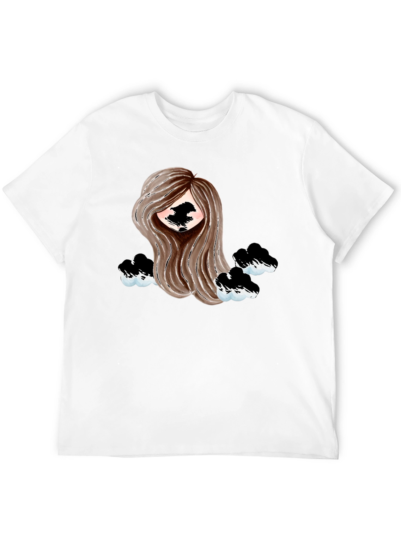 Stylish Black Tee with Abstract Girl Design