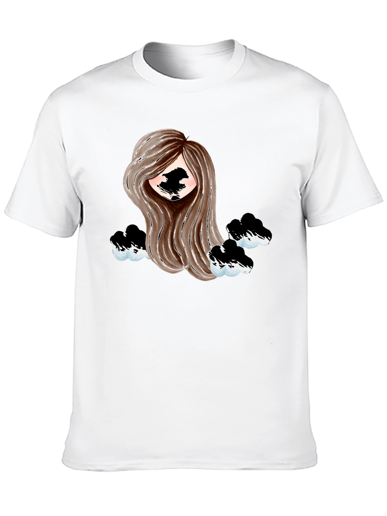 Stylish Black Tee with Abstract Girl Design