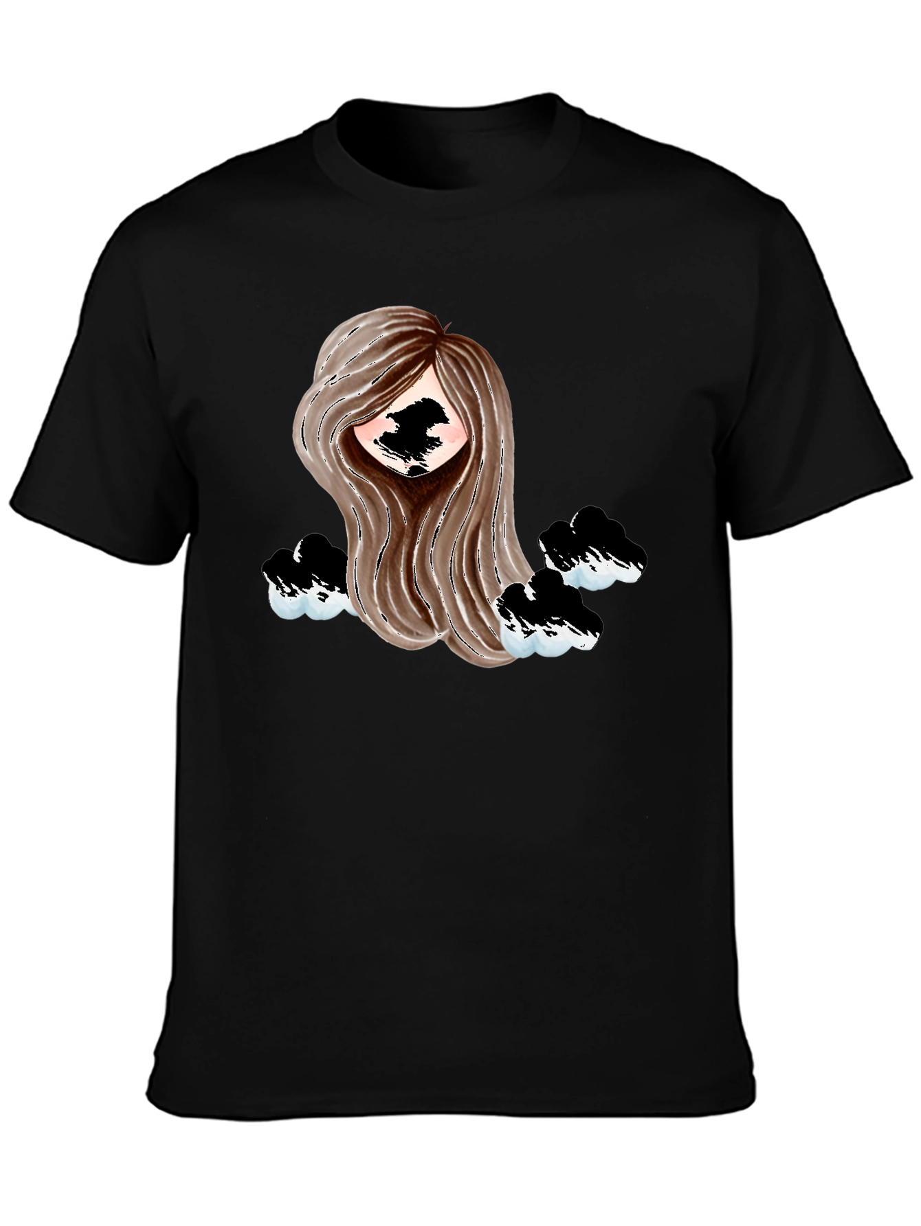 Stylish Black Tee with Abstract Girl Design