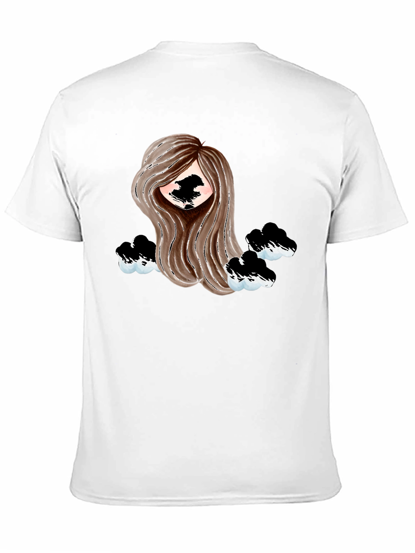 Stylish Black Tee with Abstract Girl Design