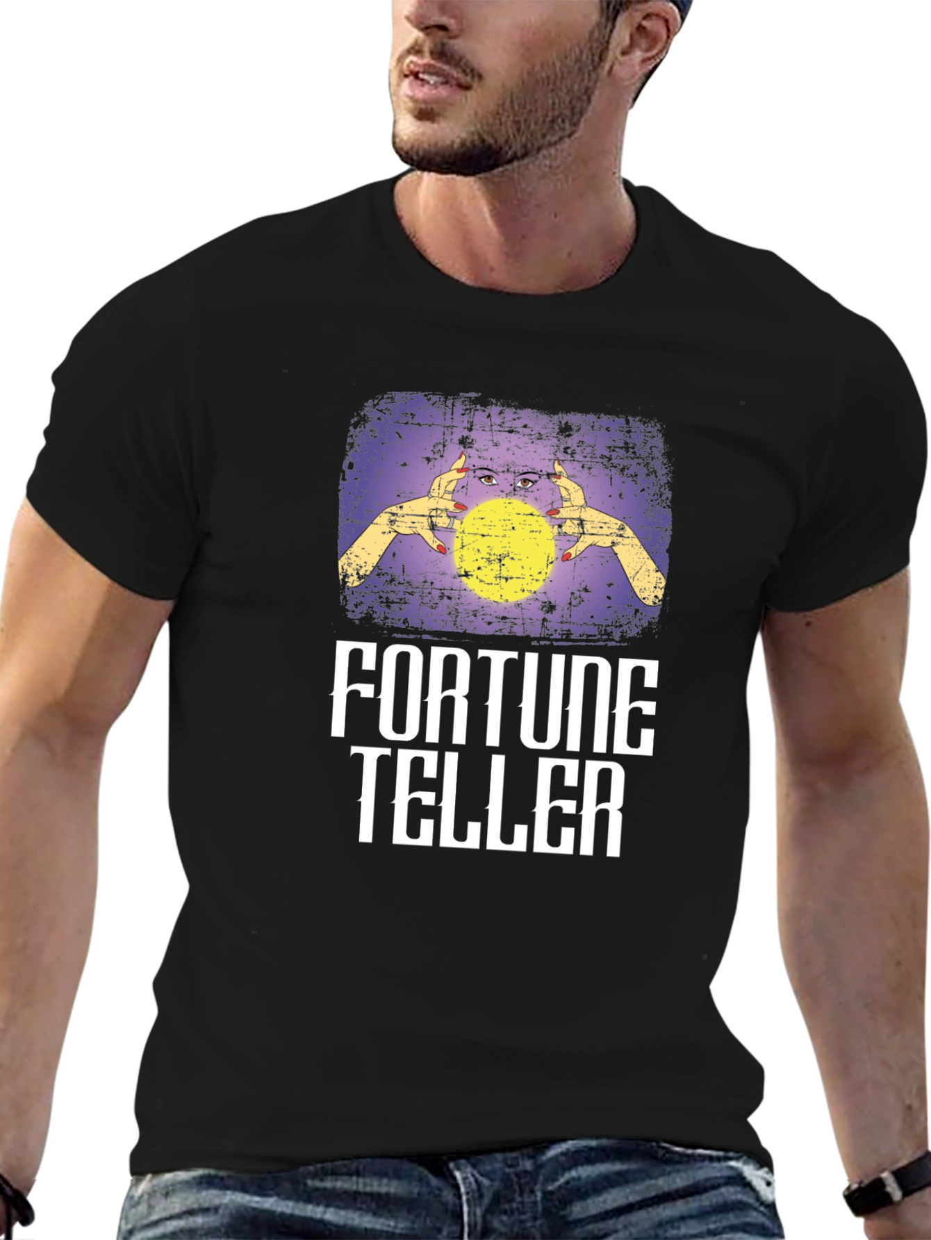 Fortune Teller Graphic Tee - Black Cotton Blend