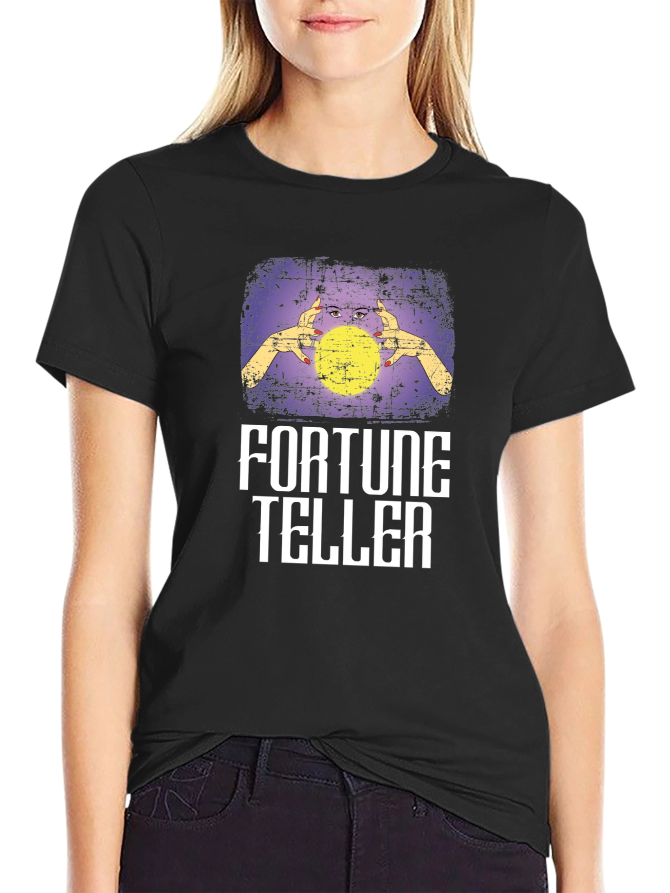 Fortune Teller Graphic Tee - Black Cotton Blend