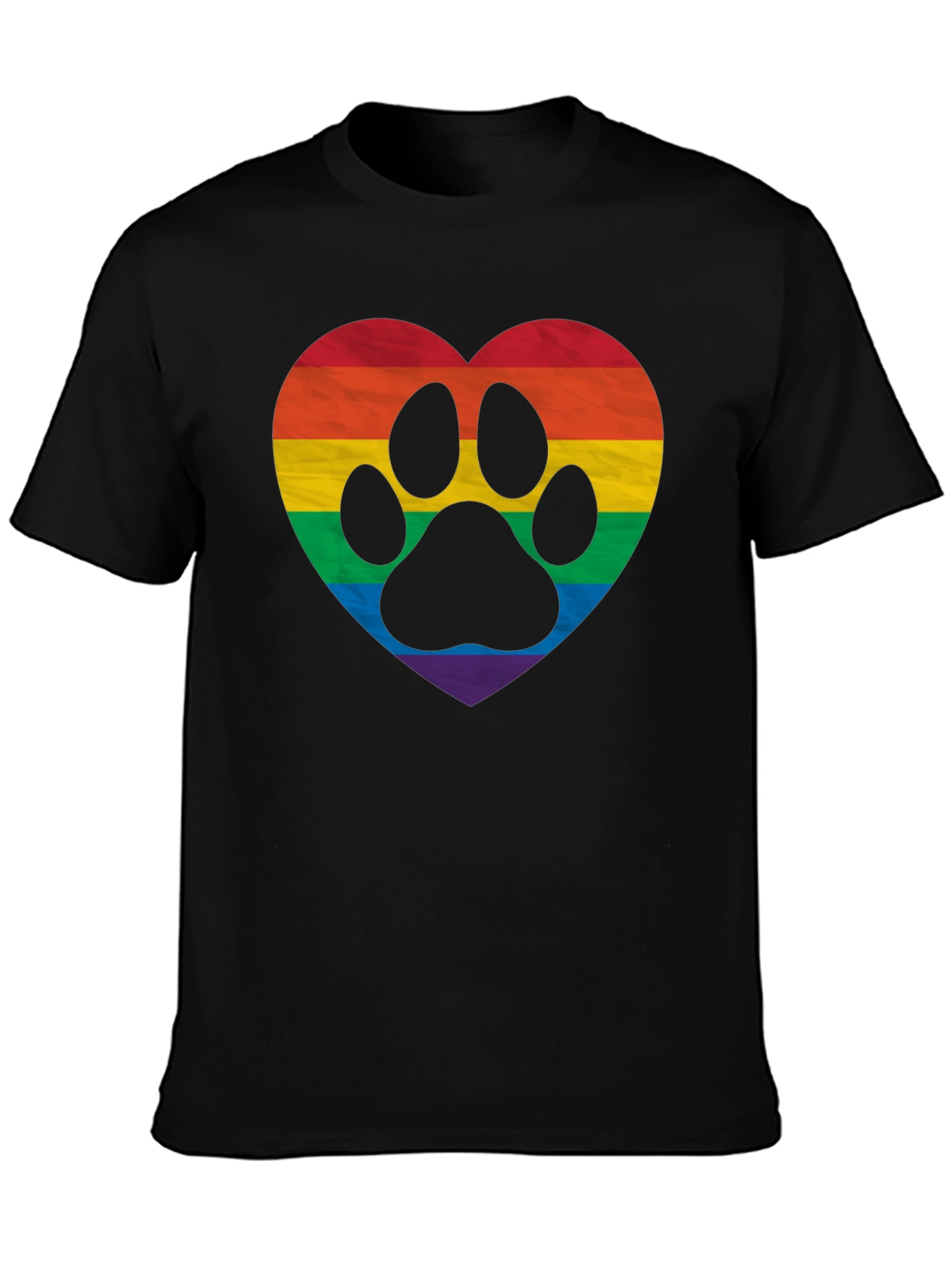 LGBTQ+ Rainbow Paw Print Heart T-Shirt