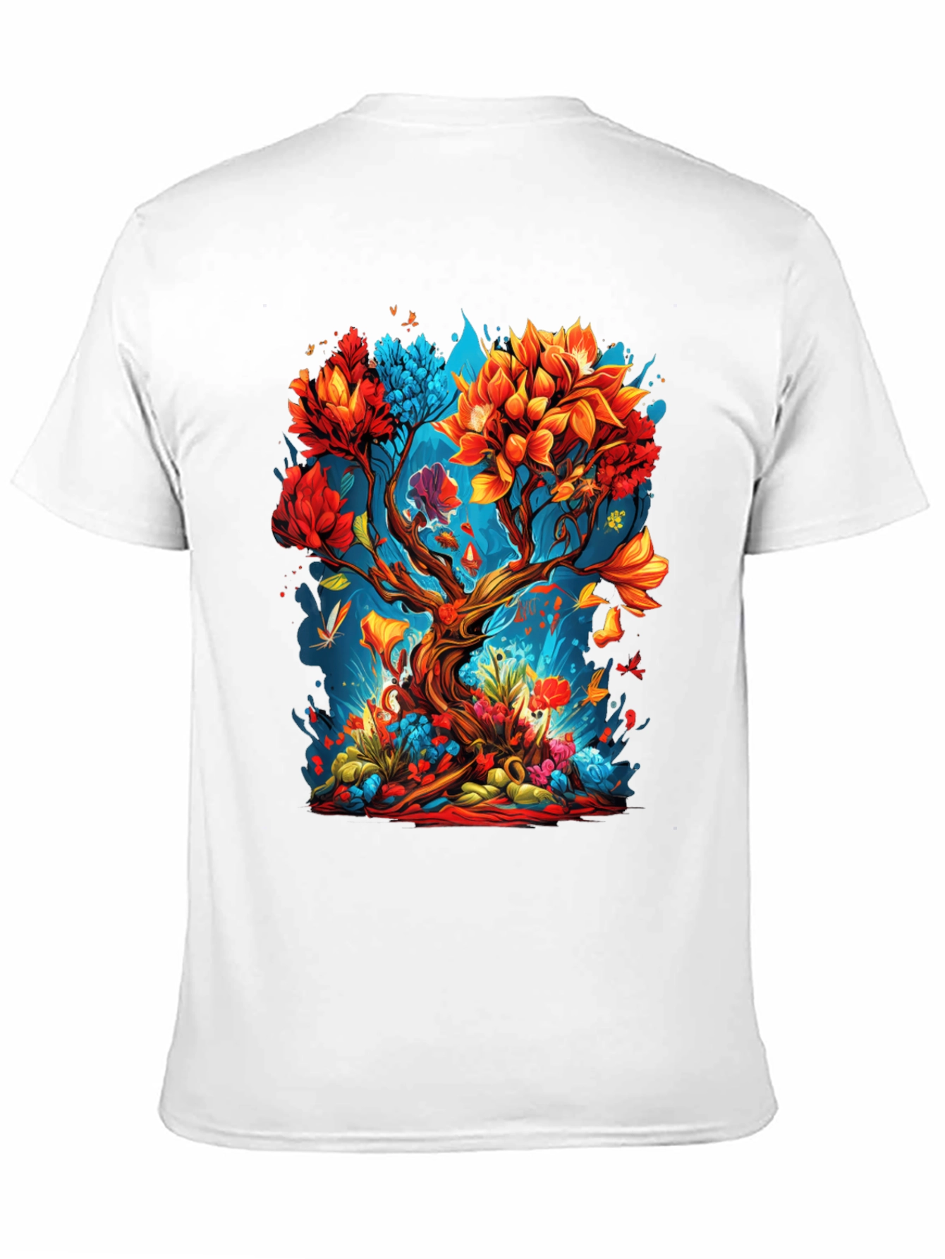 Vibrant Tree Graphic Black T-Shirt