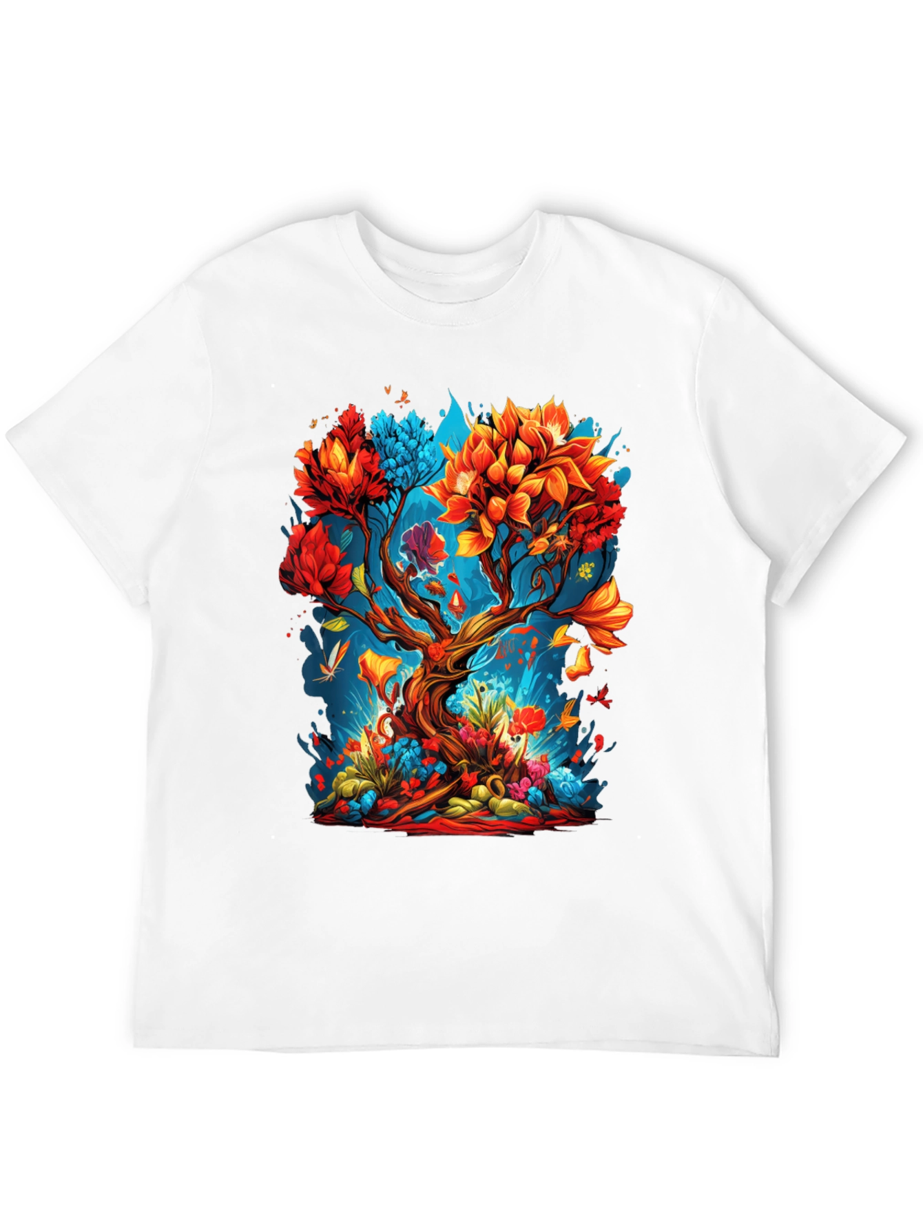 Vibrant Tree Graphic Black T-Shirt