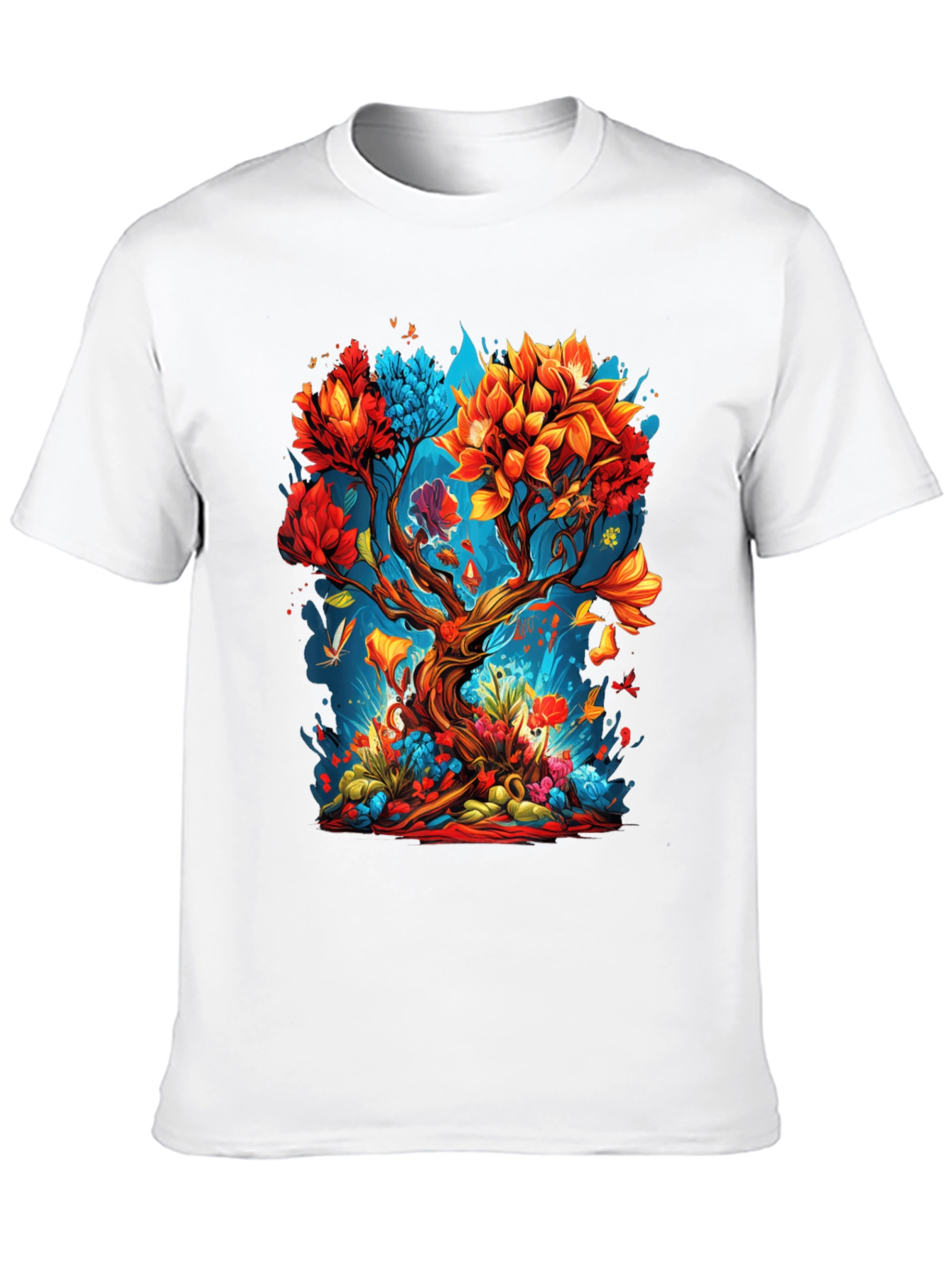 Vibrant Tree Graphic Black T-Shirt
