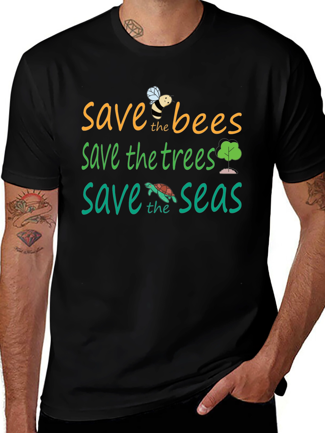 Save the Planet T-Shirt - Bees Trees Seas