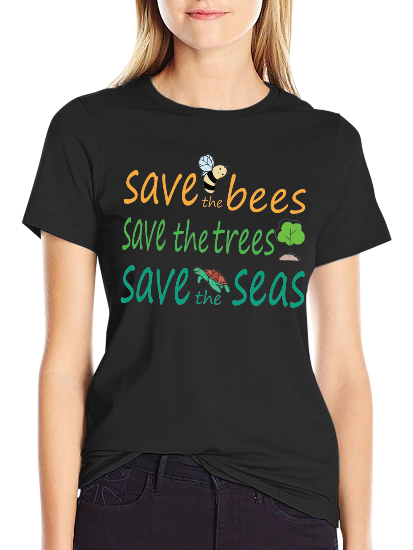 Save the Planet T-Shirt - Bees Trees Seas