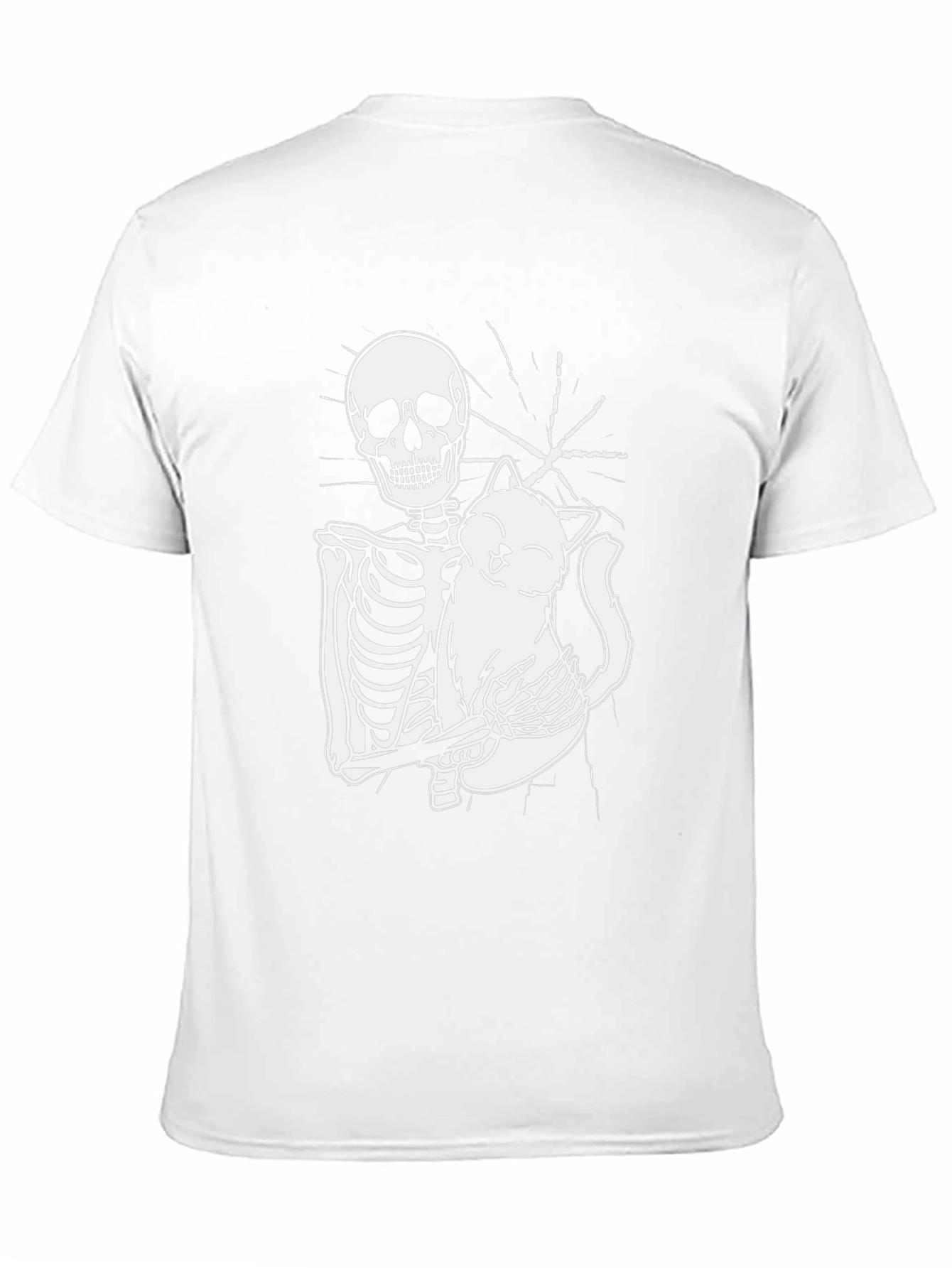 Skeleton Hugging Cat Graphic Tee - Black