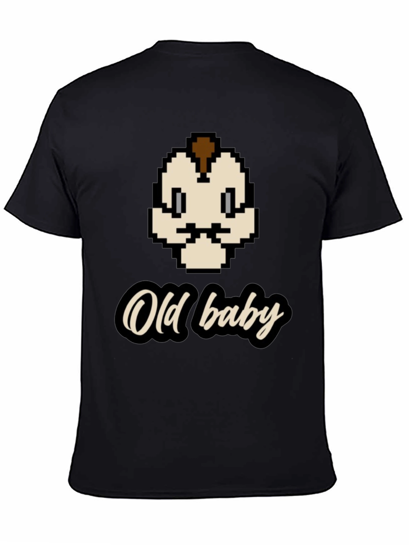 Old Baby Pixel Art Black T-Shirt