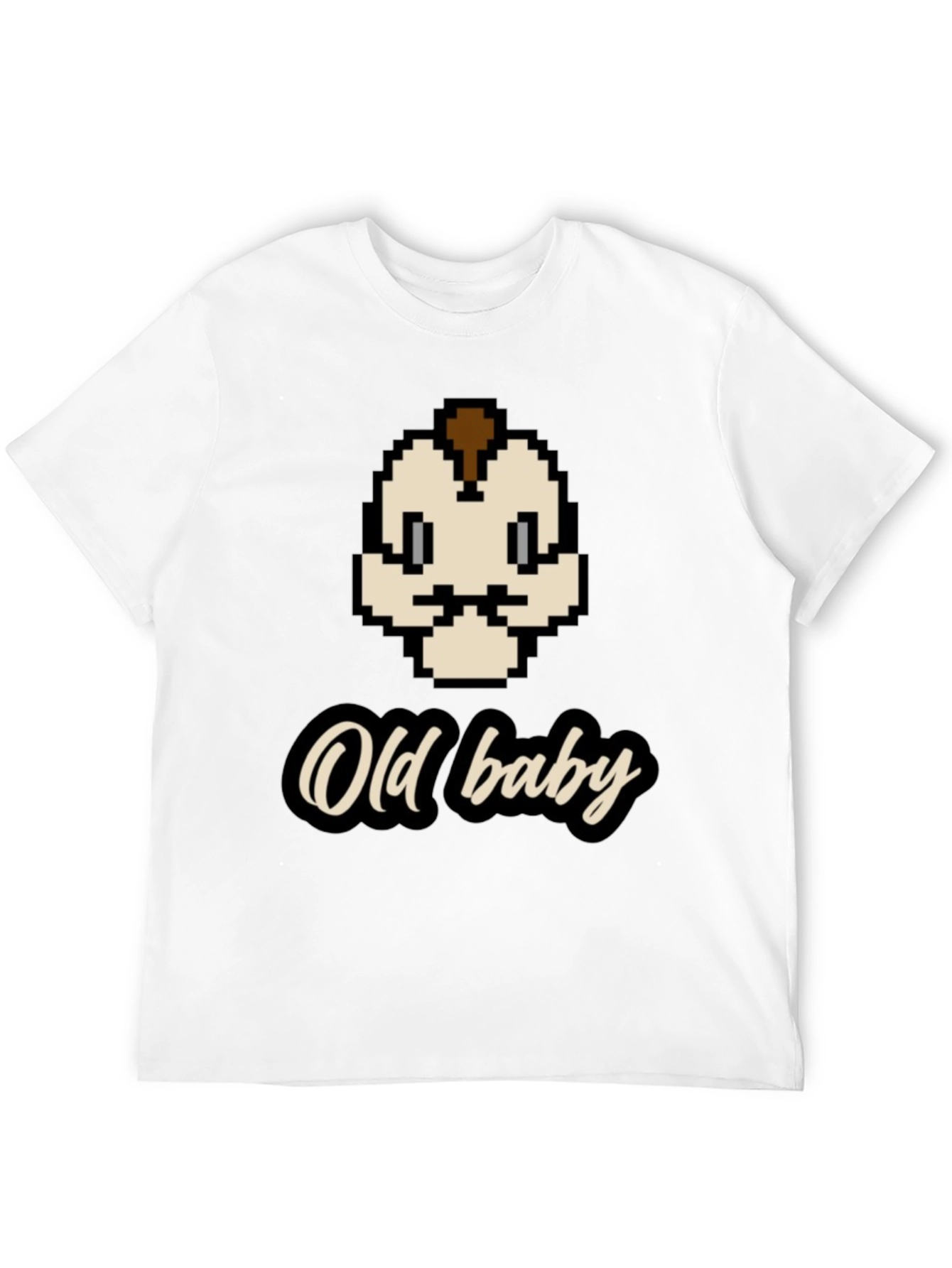 Old Baby Pixel Art Black T-Shirt