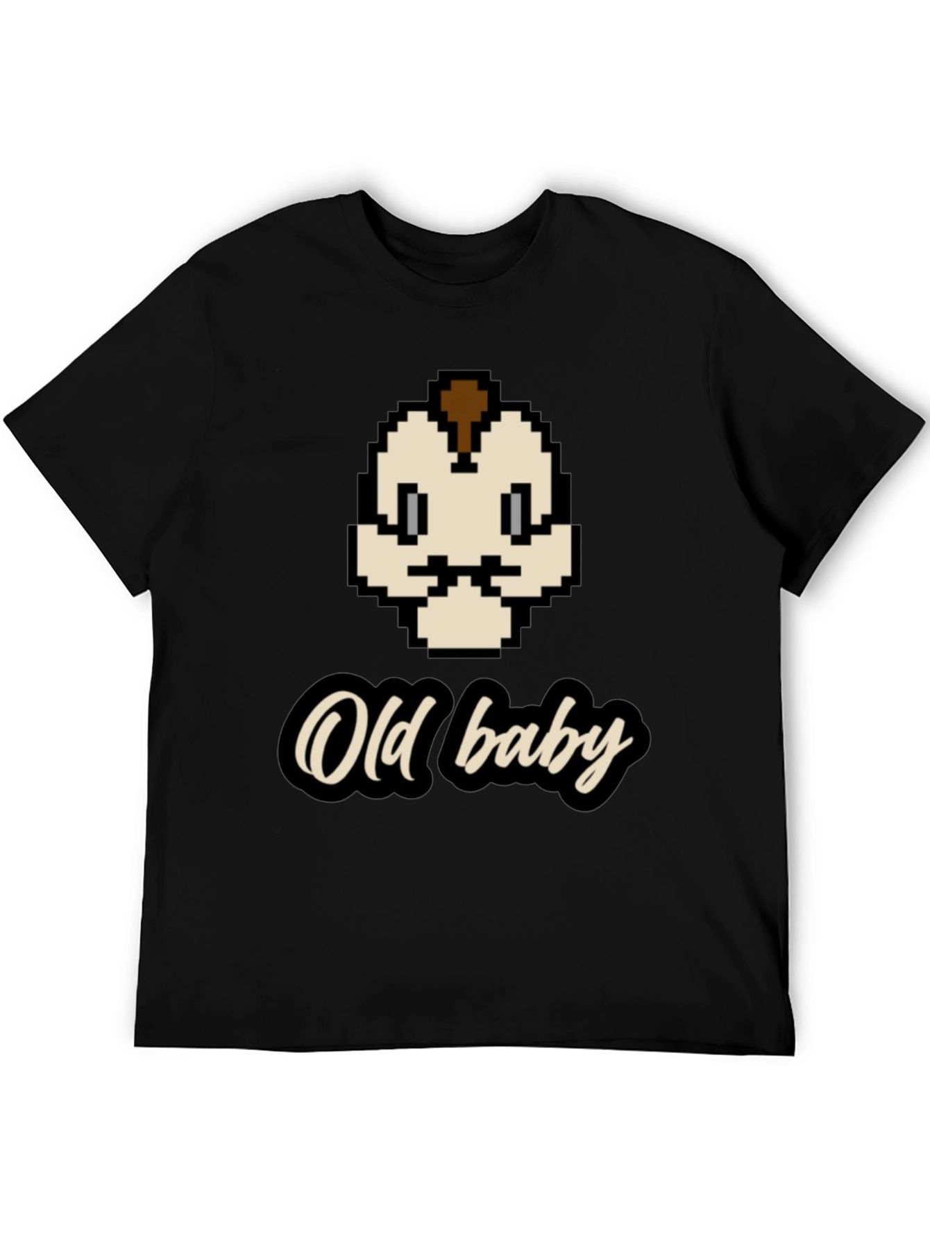 Old Baby Pixel Art Black T-Shirt
