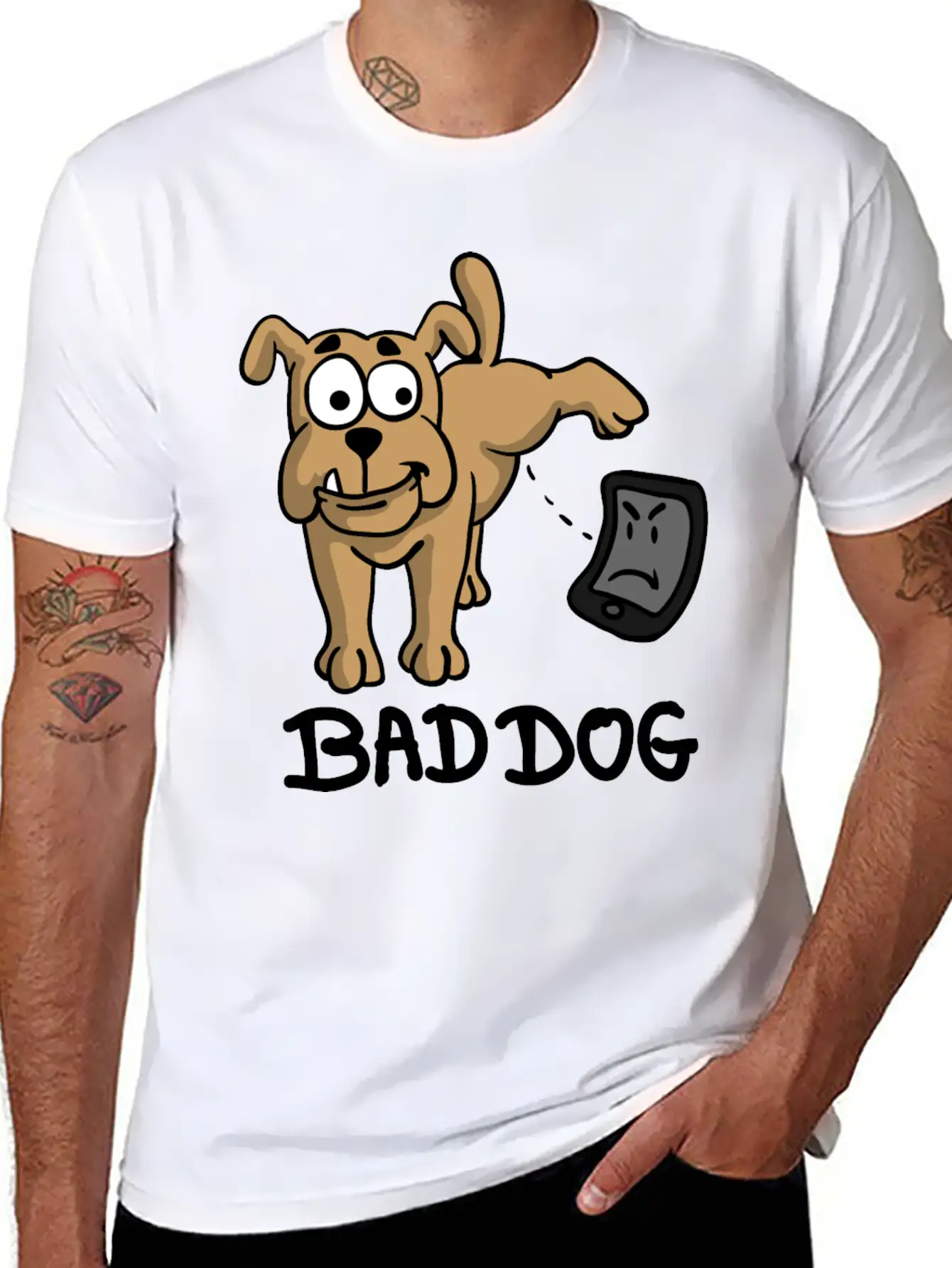 Dog Peeing On Phone Unisex Casual T-Shirt – Clean Design For Daily Comfort