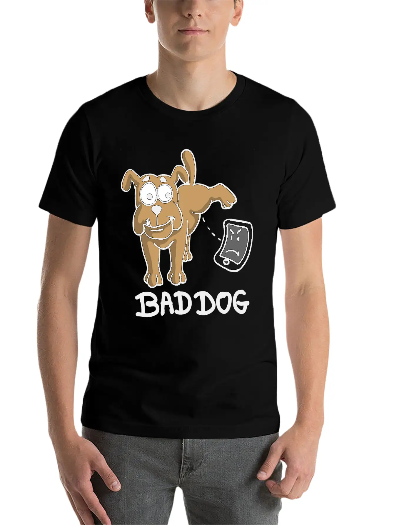 Dog Peeing On Phone Unisex Casual T-Shirt – Clean Design For Daily Comfort