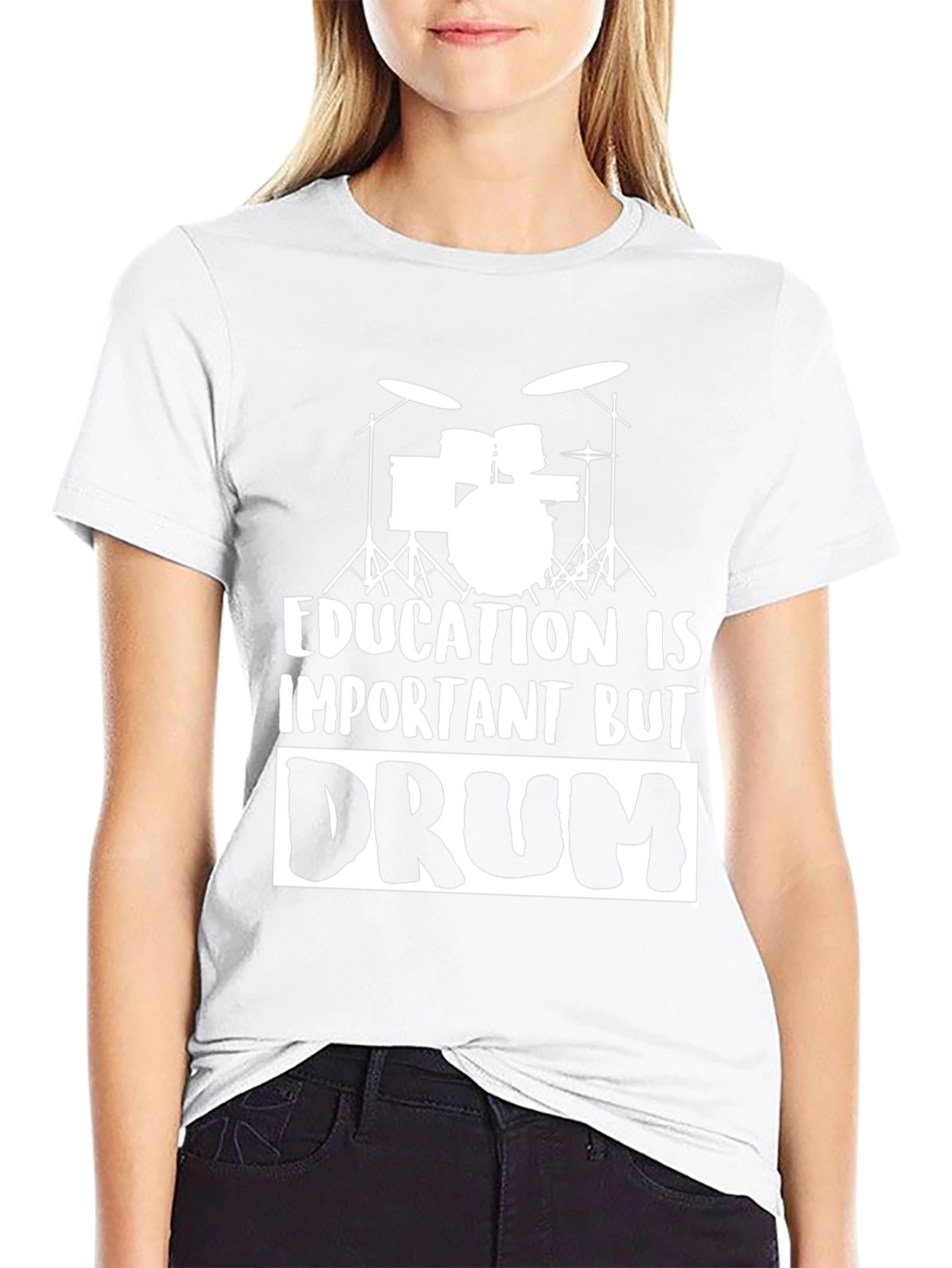 Funny Drummer T-Shirt: Education Is Important But Drum