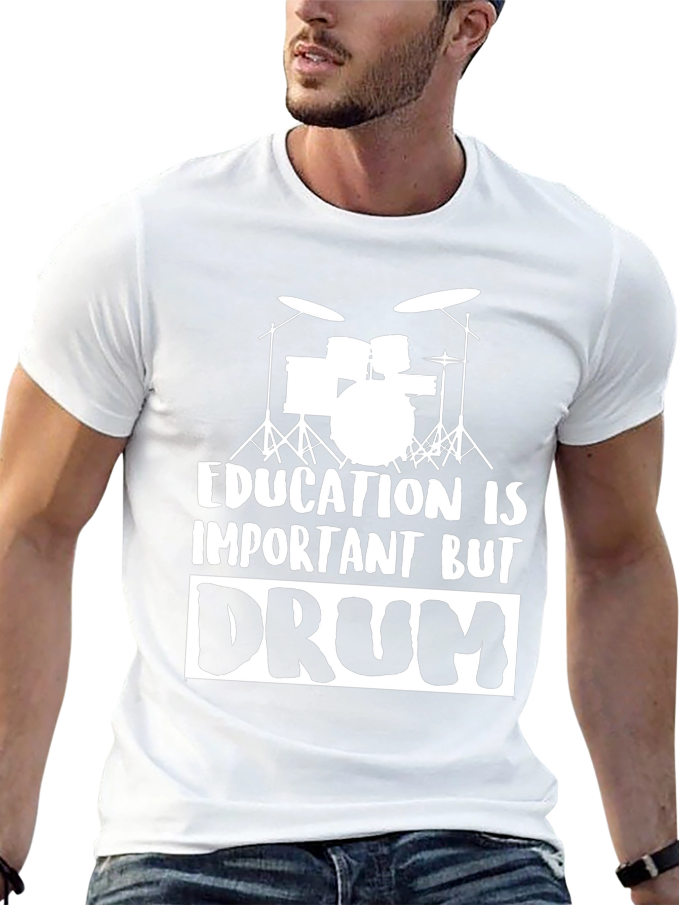 Funny Drummer T-Shirt: Education Is Important But Drum