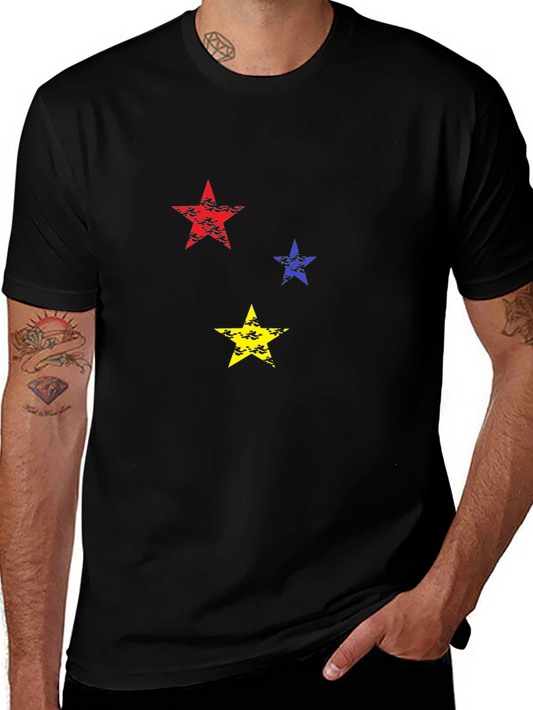 Mens Black T-Shirt with Star Graphic