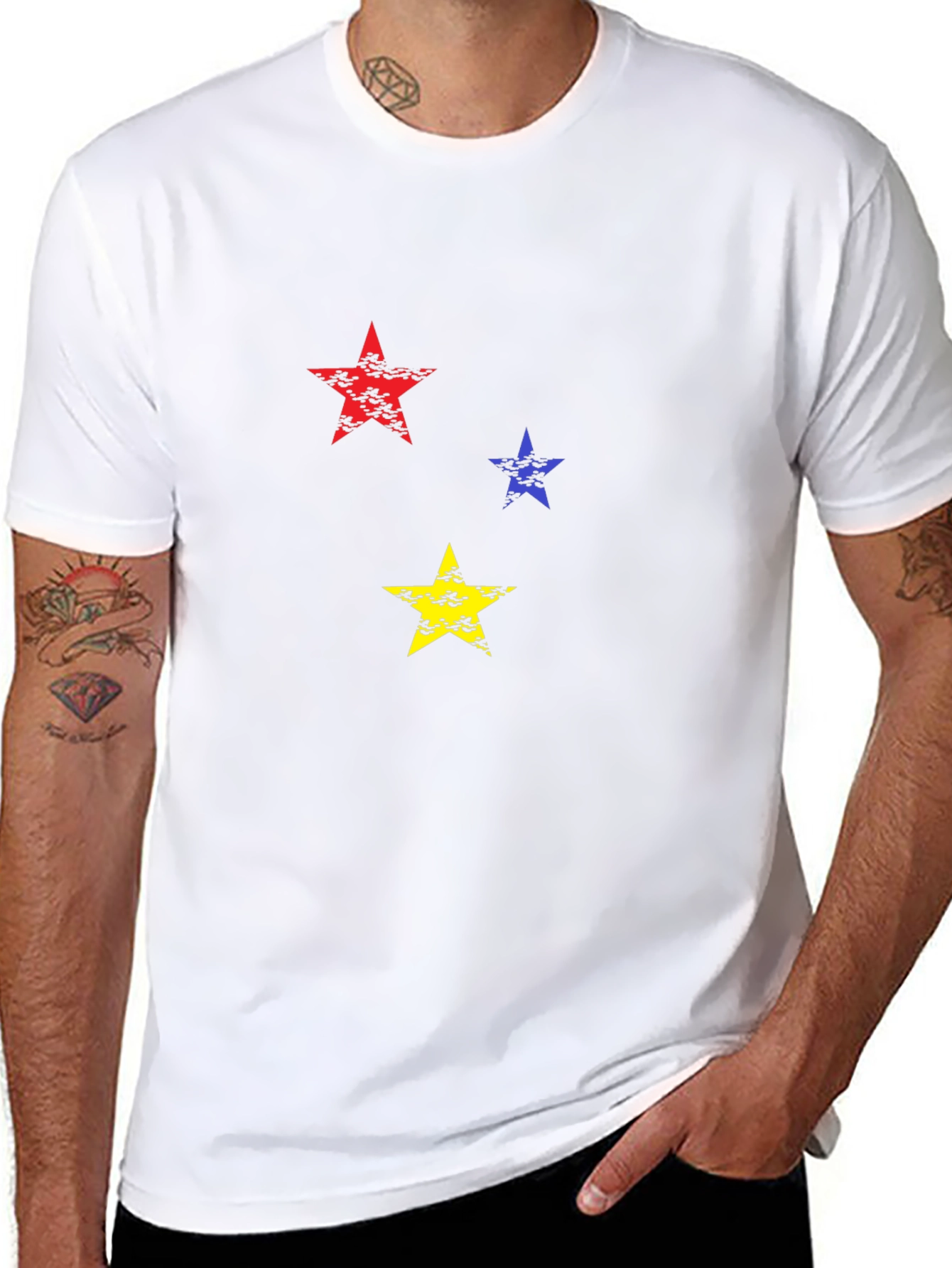 Mens Black T-Shirt with Star Graphic