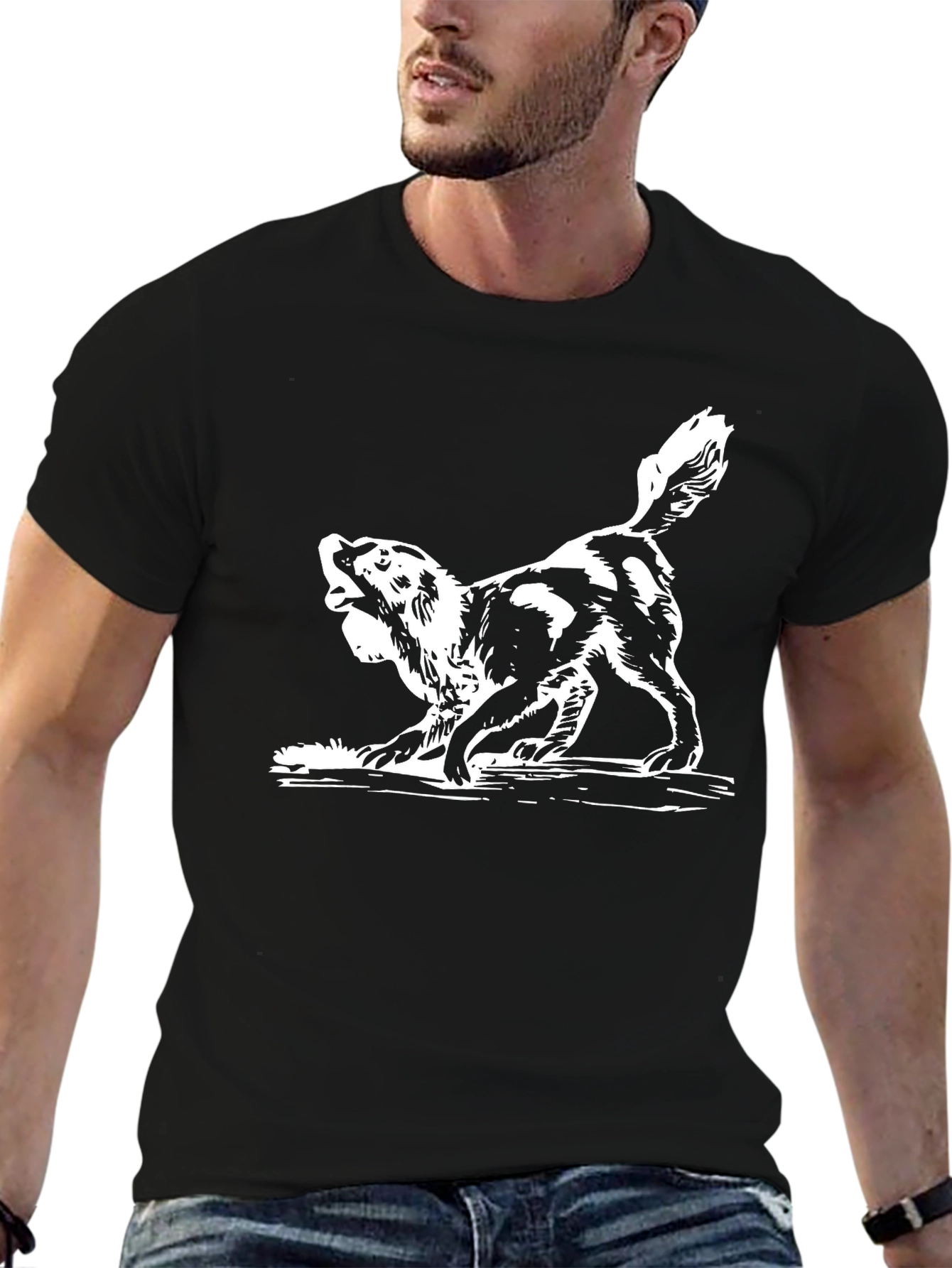 Dog Graphic T-Shirt - Black Canine Print