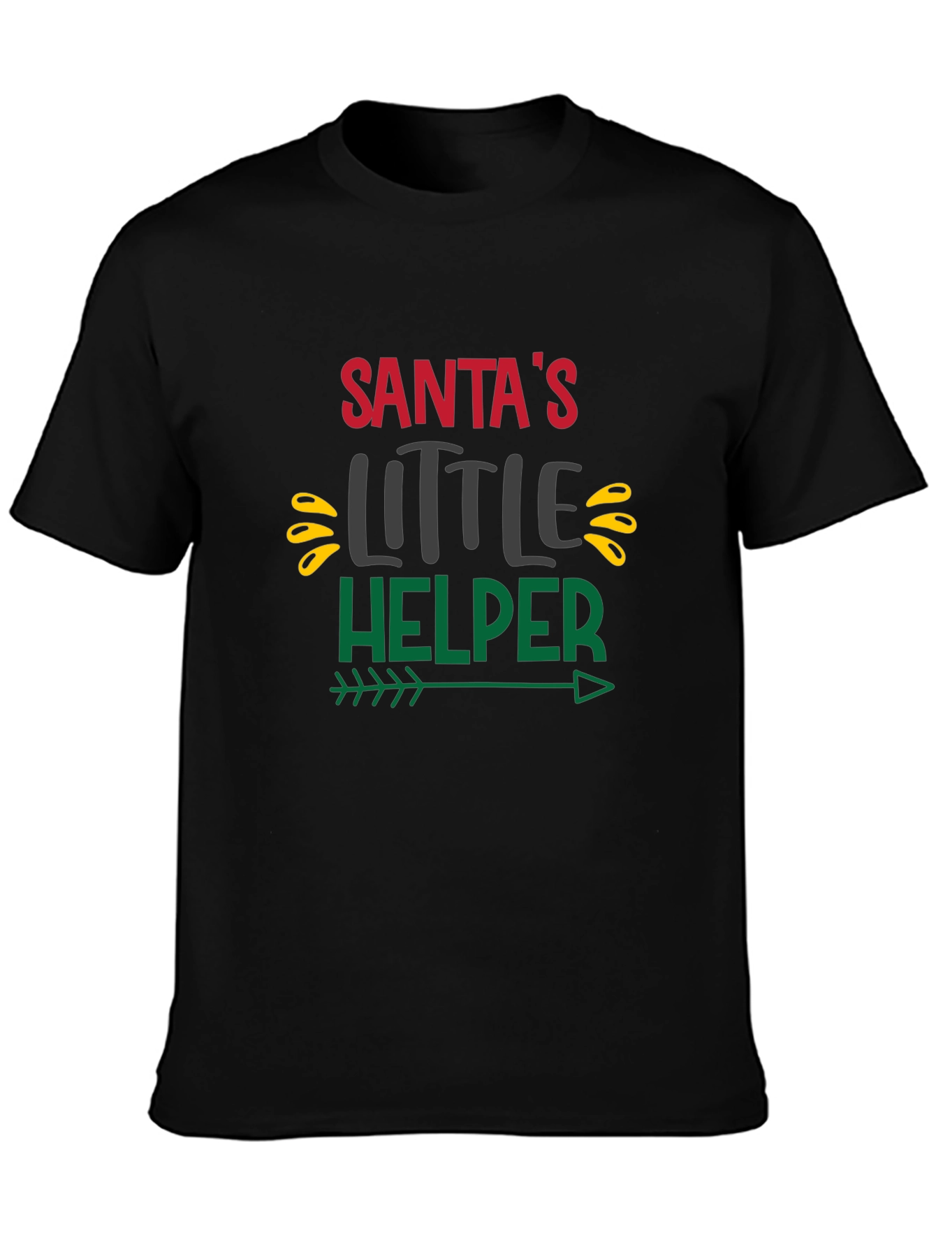 Santas Little Helper Black Graphic T-Shirt