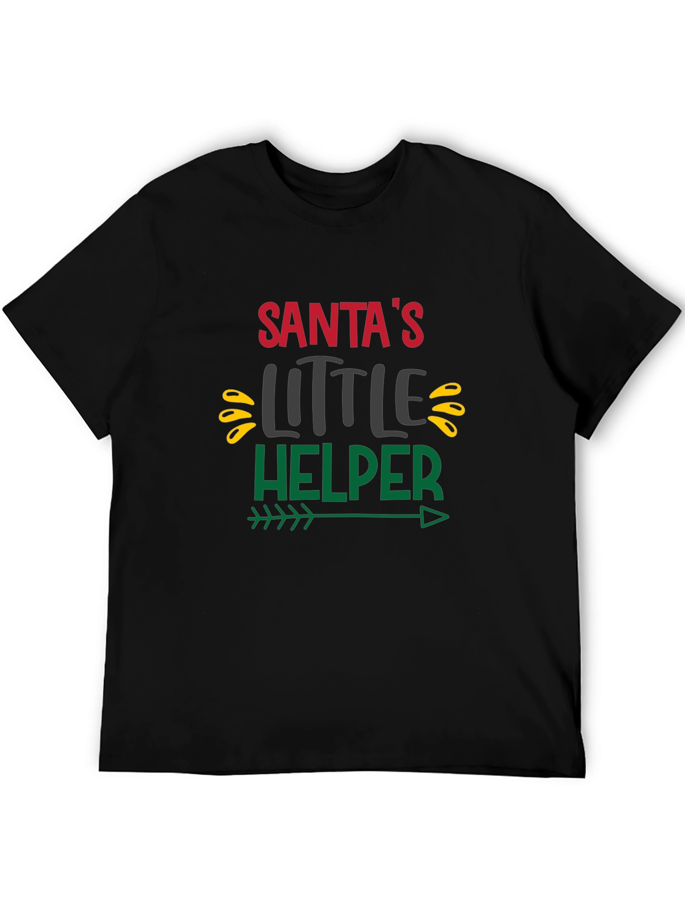 Santas Little Helper Black Graphic T-Shirt