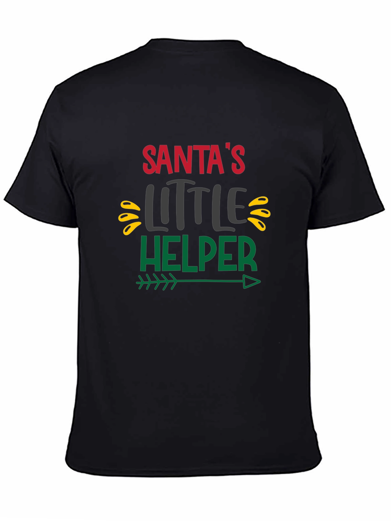 Santas Little Helper Black Graphic T-Shirt