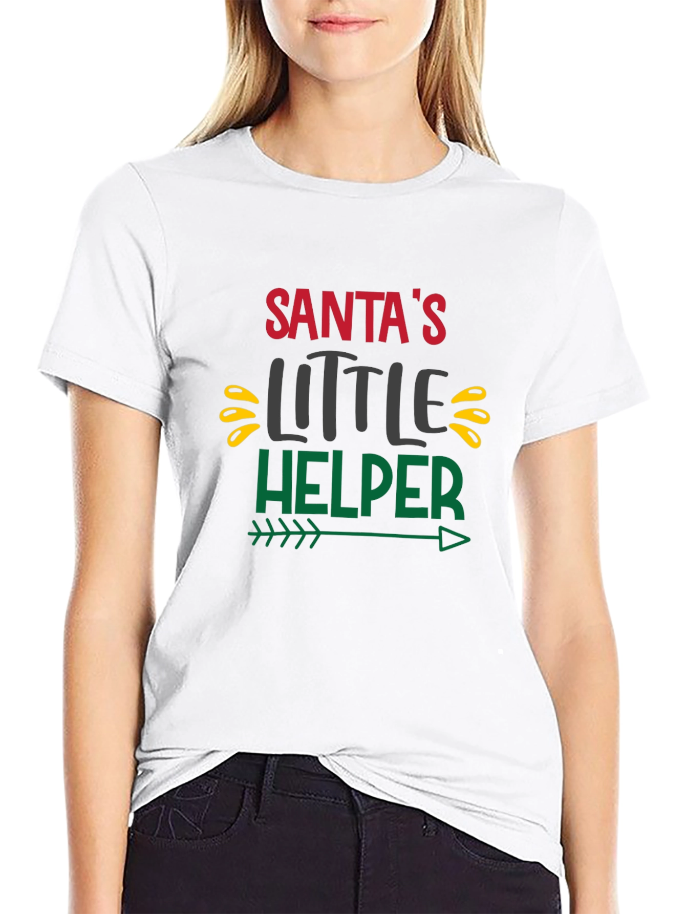 Santas Little Helper Black Graphic T-Shirt