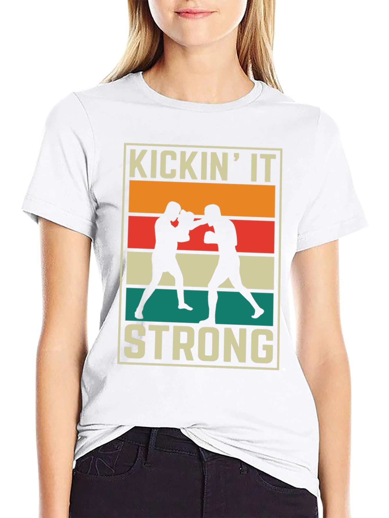 KICKIN IT STRONG Graphic T-Shirt Boxing Design