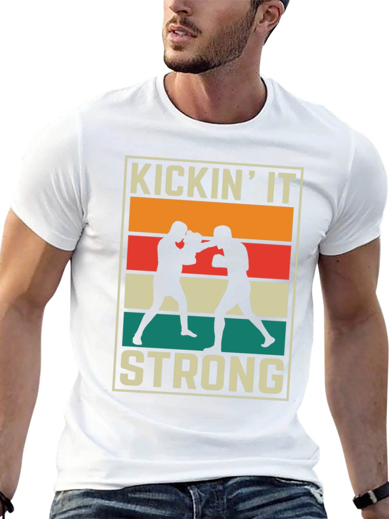 KICKIN IT STRONG Graphic T-Shirt Boxing Design