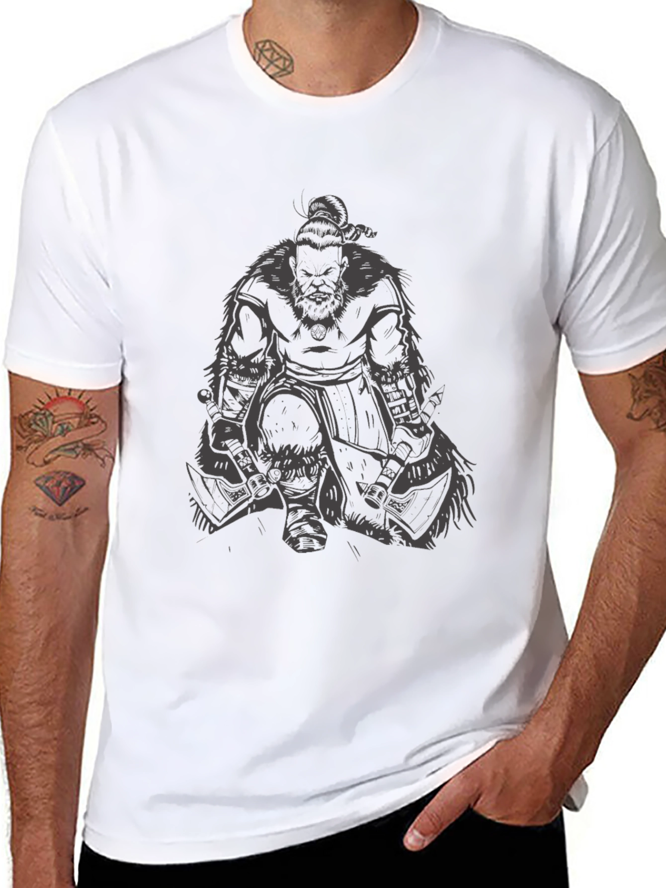 Viking Warrior Graphic T-Shirt - Black