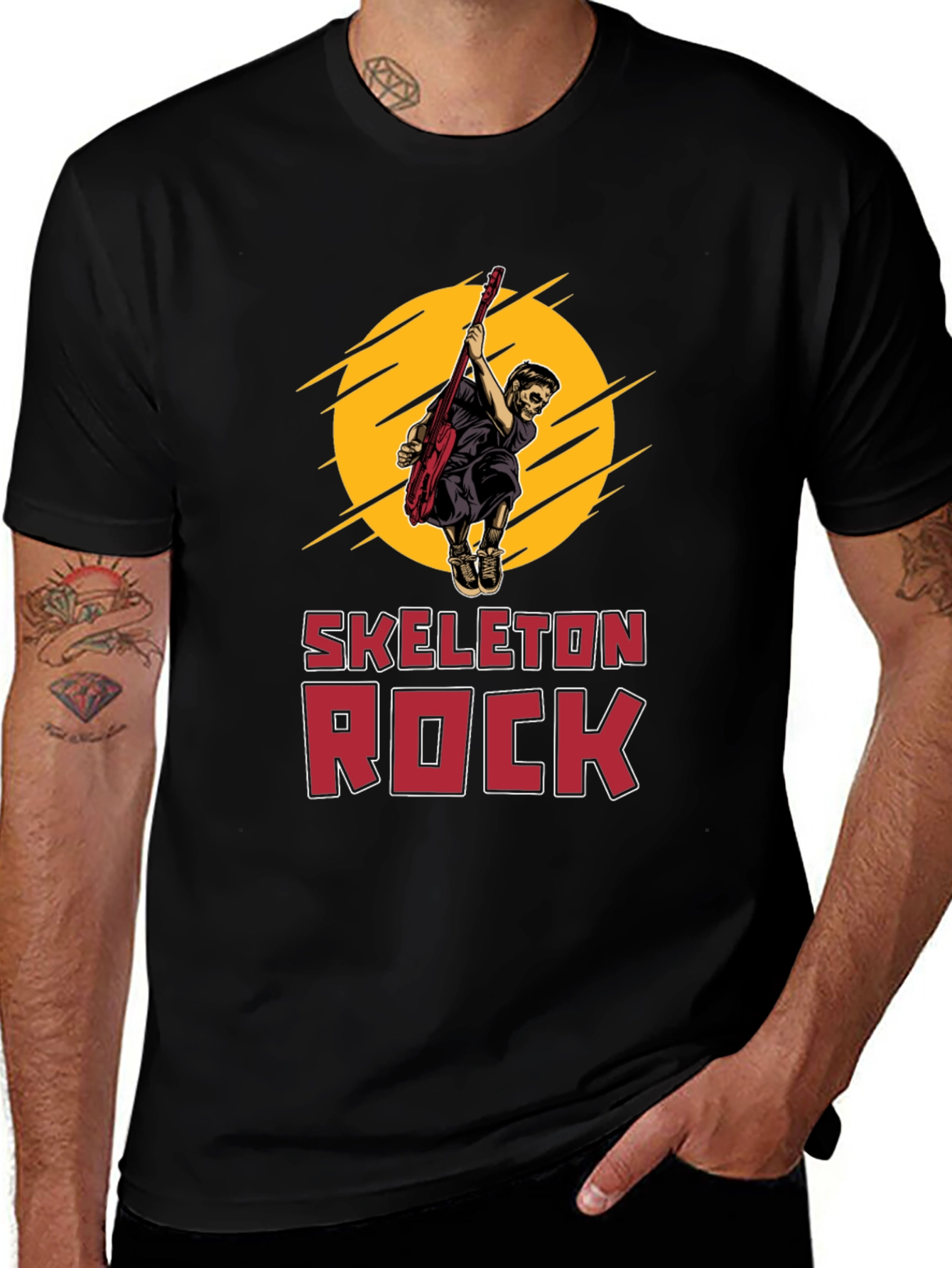Skeleton Rock Graphic Tee - Black T-Shirt